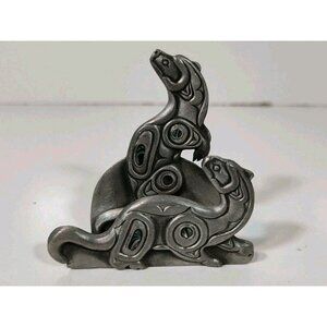 Glen Rabena Haida Legend Pewter Sea Otter Card Holder Abalone Shell